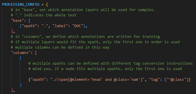 Example code to generate a simple NE training file.