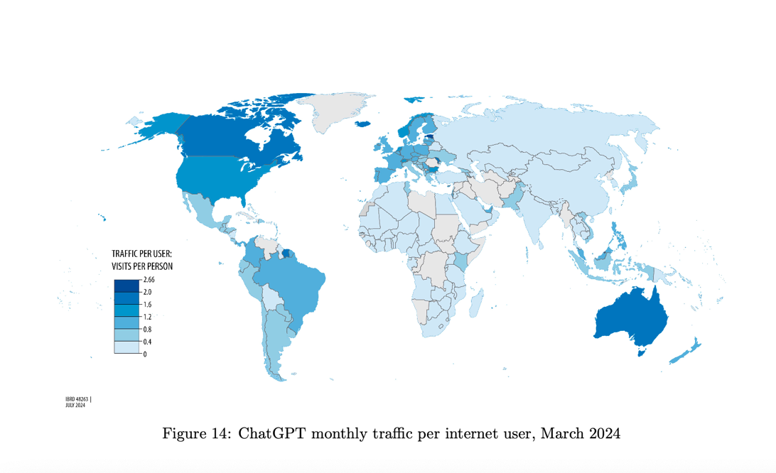Abbildung 8: Monatliches Nutzeraufkommen im März 2024 bei ChatGPT in Relation zu der Anzahl Internetnutzenden. Quelle: Liu & Wang, 2024, S. 28.